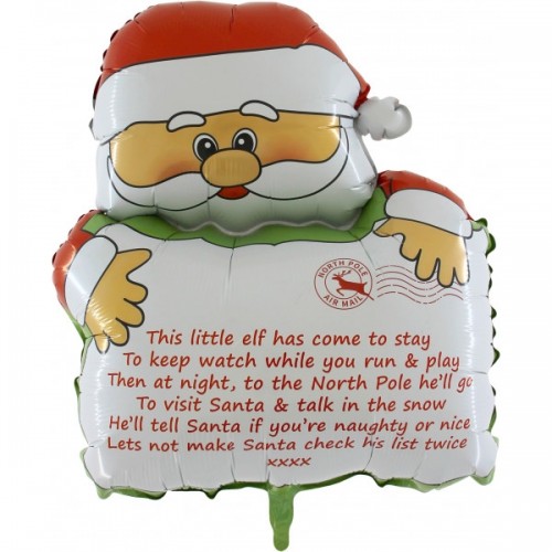 Christmas Santa Holding Personalised Letter 38" Supershape Foil Balloon