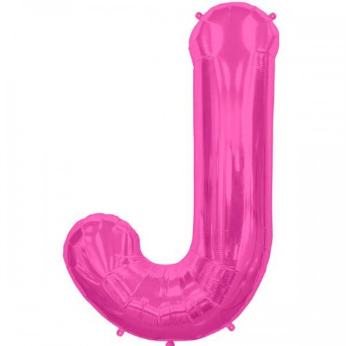 Hot Pink Letter J Shape 34" Foil Balloon