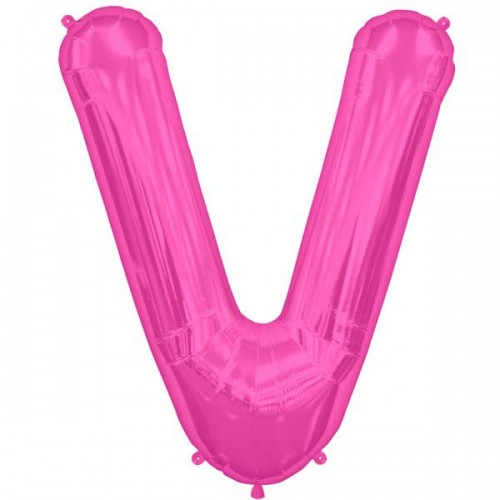 Hot Pink Letter V Shape 34" Foil Balloon