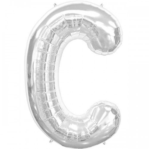 Silver Letter C Shape 34" Foil Balloon