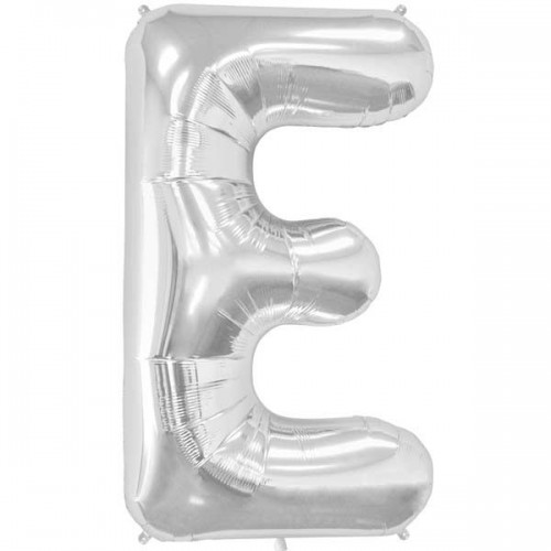 Silver Letter E Shape 34" Foil Balloon