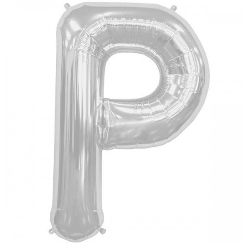 Silver Letter P Shape 34" Foil Balloon