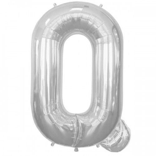 Silver Letter Q Shape 34" Foil Balloon