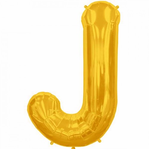 Gold Letter J Shape 34" Foil Balloon