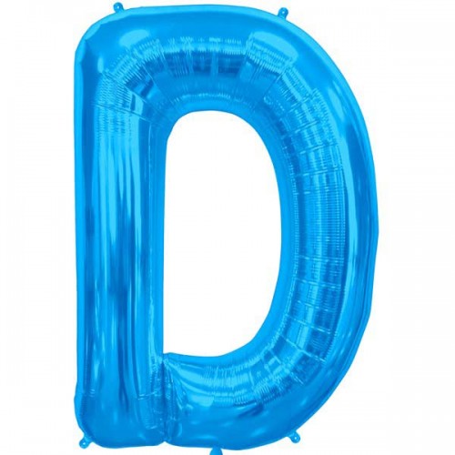 Blue Letter D Shape 34" Foil Balloon 