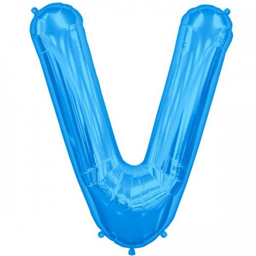 Blue Letter V Shape 34" Foil Balloon 