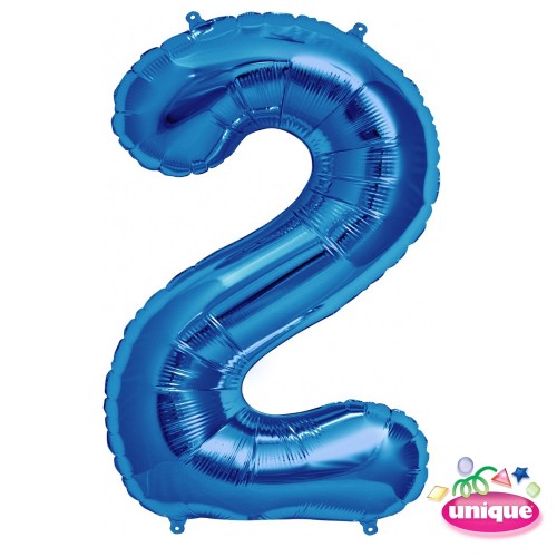 34" Blue Number 2 Foil Balloon