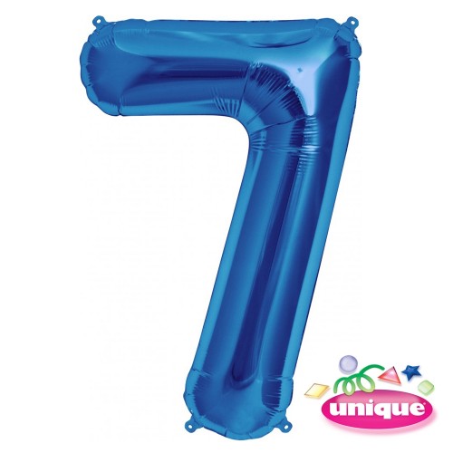 34" Blue Number 7 Foil Balloon