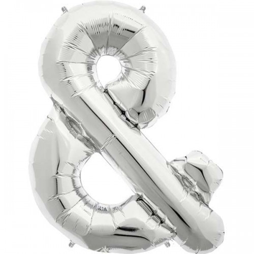 Silver Ampersand & Shape 34" Foil Balloon