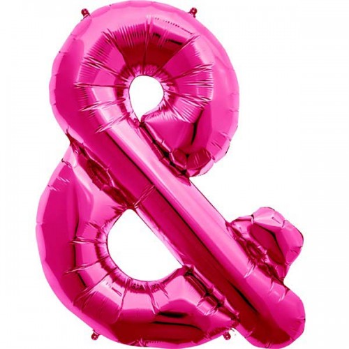 Hot Pink Ampersand & Shape 34" Foil Balloon