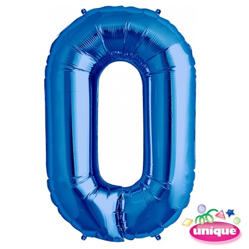 34" Blue Number 0 Foil Balloon