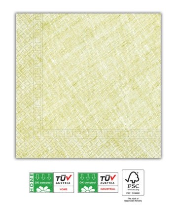 Compostable Lime Green 3-ply Paper Napkins 33X33cm 20ct