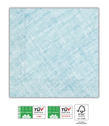 Compostable Turquoise 3-ply Paper Napkins 33X33cm 20ct