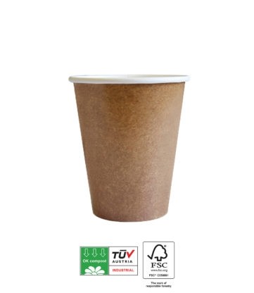 Kraft Paper Cups 200 ml Compostable 8ct
