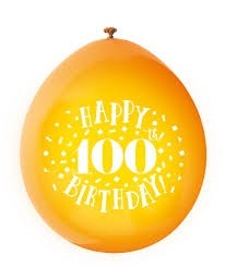 Happy 100th Birthday 9" Latex Air Fill Balloon - Assorted Colours, Printed 1 Side - 10ct.