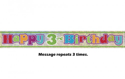 Happy 3rd Birthday Prismatic Banner - 12Ft.