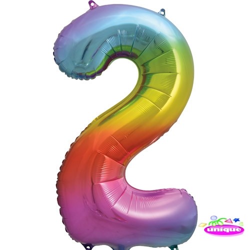 34" Rainbow Number 2 - Foil Balloon