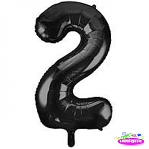34" Black Number 2 foil balloon