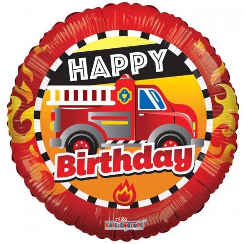 Happy Birthday Fire Truck - 18" Foil Balloon