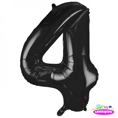 34" Black Number 4 foil balloon