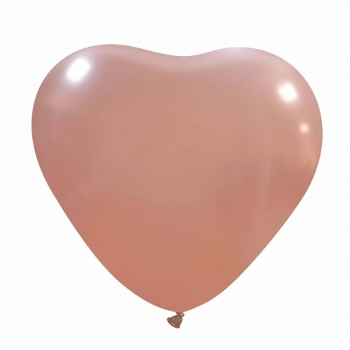 Metallic Rose Gold Superior Heart 17" Latex Balloon 10Ct