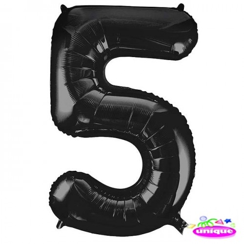 34" Black Number 5 foil balloon