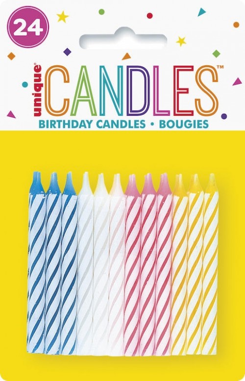 Spiral Birthday Candles Multi (24ct) - Pack of 12