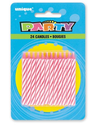 PINK SPIRAL CANDLES (24ct) - Pack of 12