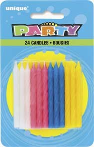 Twist Birthday Candles - Assorted Colours 24Ct