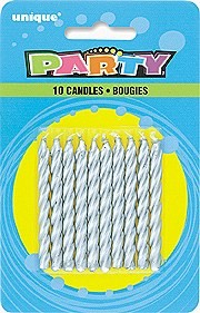 Silver Spiral Birthday Candles 10ct