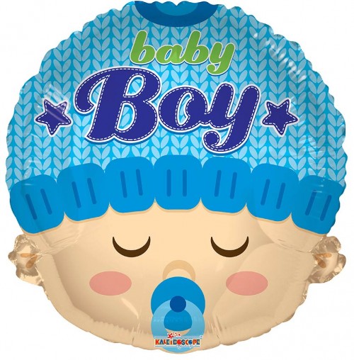 Baby Boy Head Shape - 18" Foil BULK Balloons Unpackaged x50