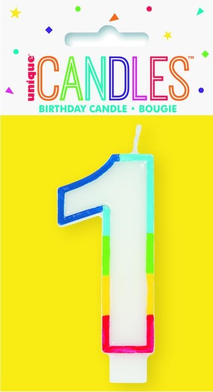 Numeral 1 Rainbow Border Candle (Box of 6)