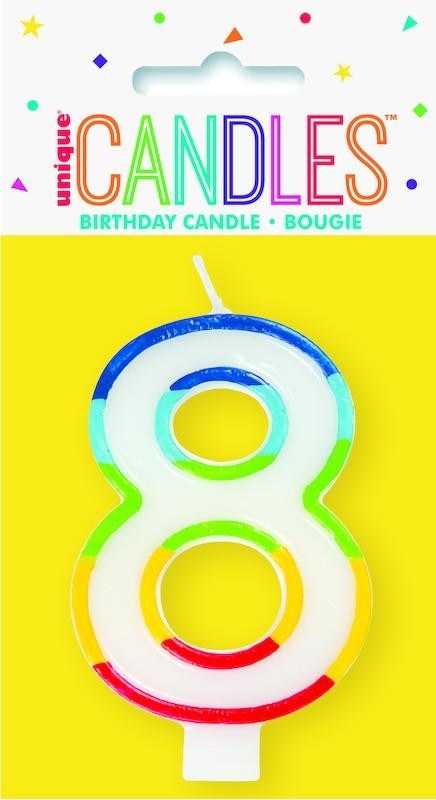 Numeral 8 Rainbow Border Candle (Box of 6)