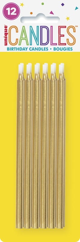 Gold 5" Birthday Candles 12ct