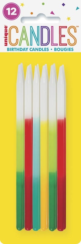 Assorted Ombre 5" Birthday Candles 12ct