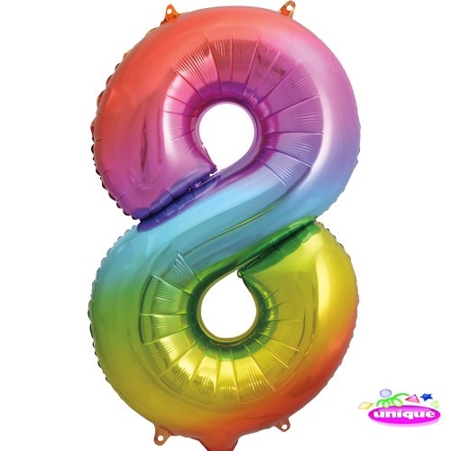34" Rainbow Number 8 - Foil Balloon