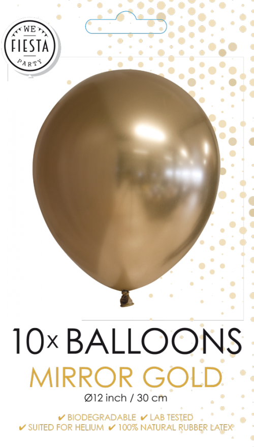 12" Mirror Balloons Gold 10Ct