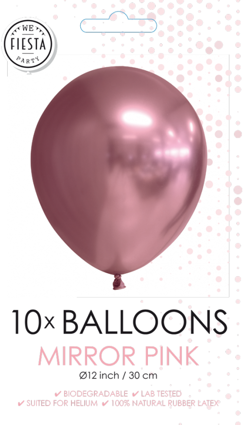 12" Mirror Balloons Pink 10Ct