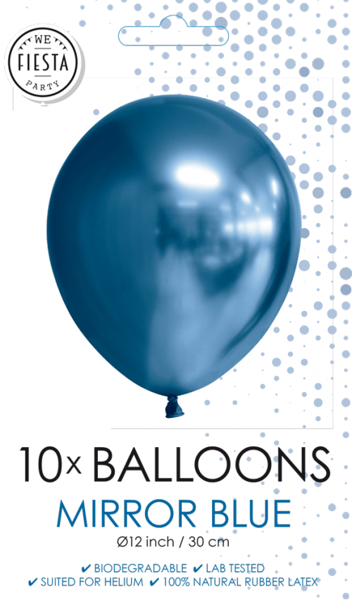 12" Mirror Balloons Blue 10Ct