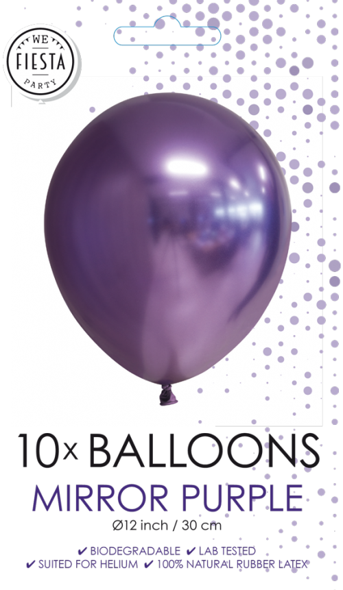 12" Mirror Balloons Purple 10Ct