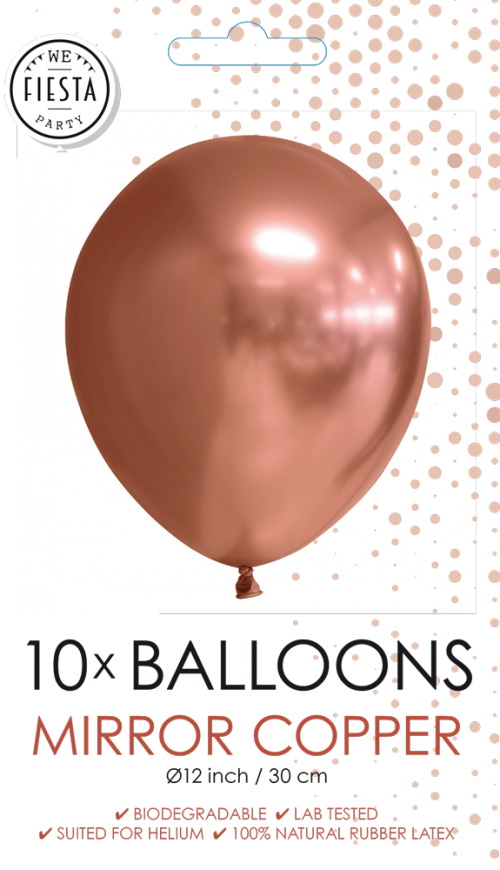 12" Mirror Balloons Copper 10Ct