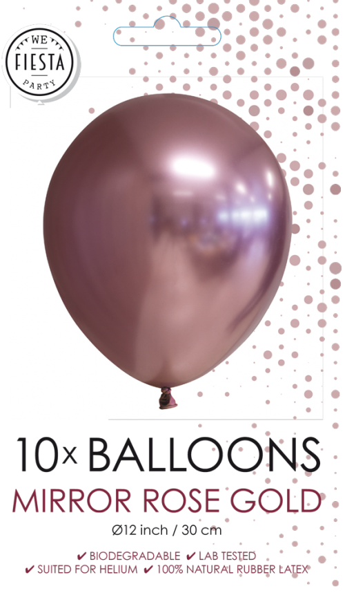 12" Mirror Balloons Rose Gold 10Ct