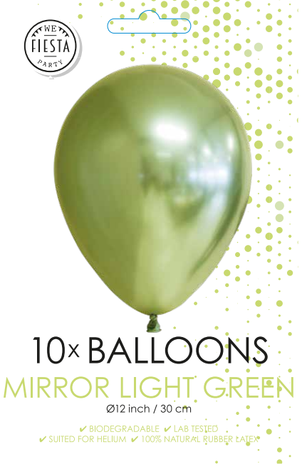 12" Mirror Balloons Light Green 10Ct