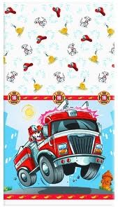 Fast Fire Engine Plastic Tablecover - Bulk buy 48 units