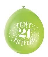 Happy 21st Birthday 9" Latex Air Fill Balloon - Assorted Colours, Printed 1 Side - 10ct.