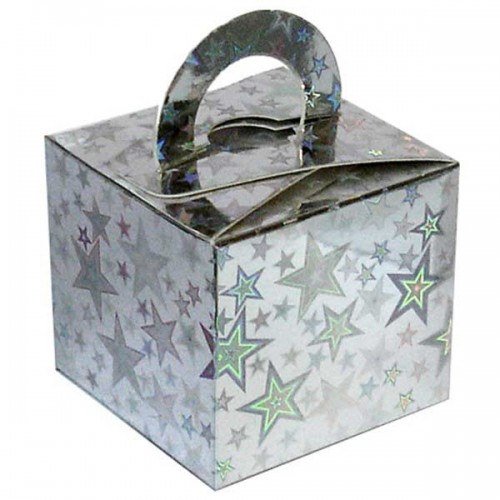 Silver Holographic Stars Balloon Weight / Gift Box 10CT