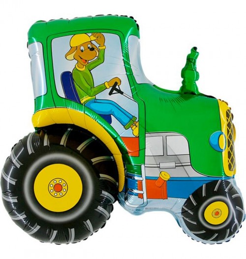 Tractor Green 29" Foil Balloon Packaged 