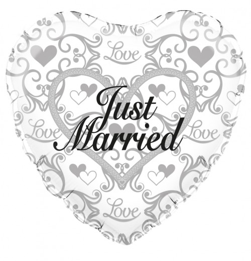 Just Married Filigree - 18" Foil Balloon
