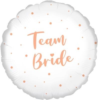 Team Bride White with Rose Gold Dots 18" Foil Balloon