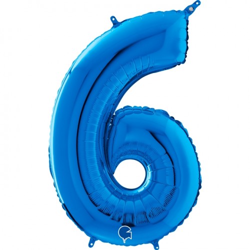 Number 6 Blue 26"  (Unpackaged)Foil Balloon GRABO 